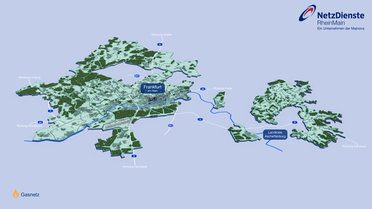 © MBA Studios GmbH & Co. KG Das Bild zeigt das Gas-Netzgebiet der NRM: FFM und Umland sowie Teile im Landkreis Aschaffenburg.