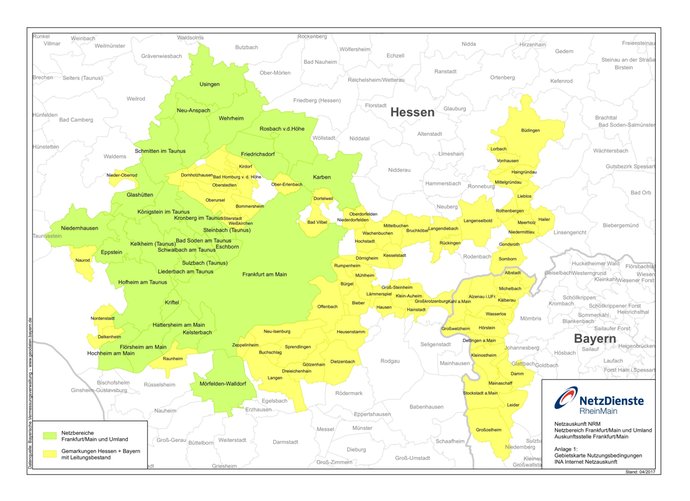 Versorgungsgebiet der NRM Netzdienste Rhein-Main GmbH im Großformat