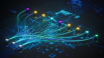 Visualisierung von Datenströmen, die sich über eine digitale Leiterplatte verteilen