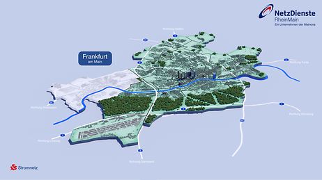 © MBA Studios GmbH & Co. KG Das Bild zeigt das Strom-Netzgebiet der NRM, welches FFM mit Ausnahme 4 westlicher Stadtteile umfasst.