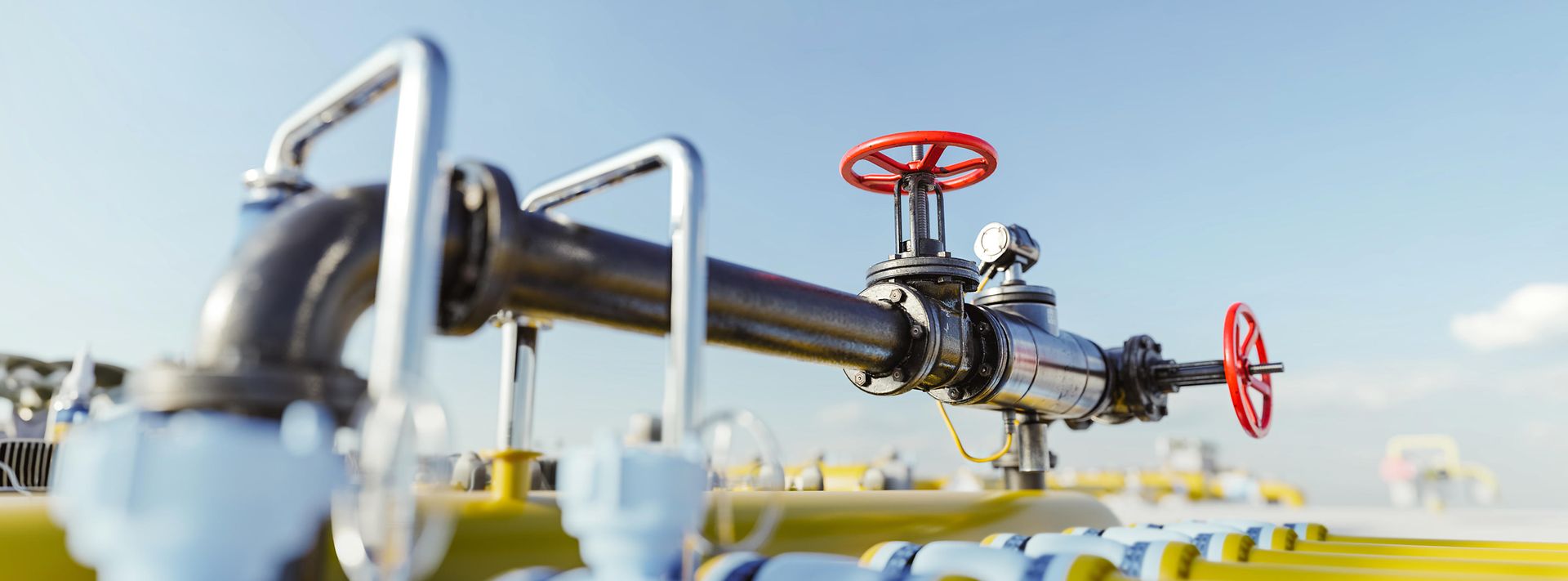 Industrielle Gasleitung mit mehreren Ventilen